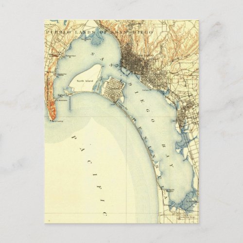 San Diego Vintage Map Postcard
