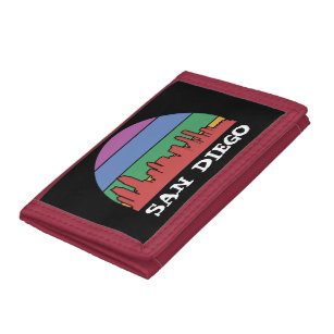 San Diego Vintage Sunset Cityscape Trifold Wallet