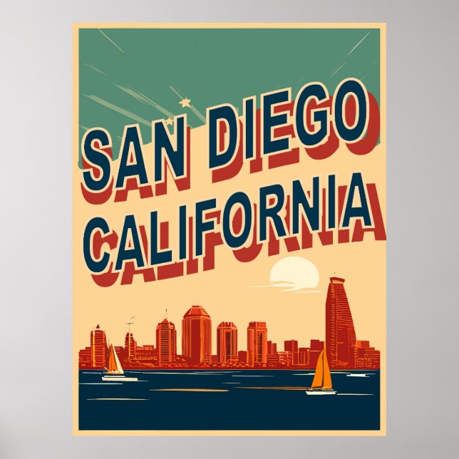 San Diego Waterfront, California, Travel Poster (Front)