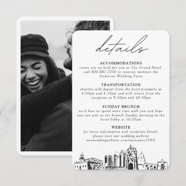 San Diego Wedding Details Enclosure Card (Front/Back)