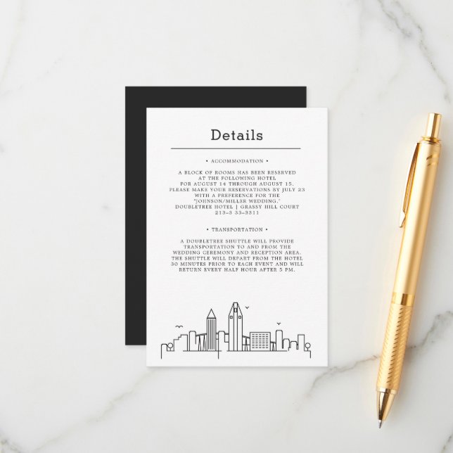 San Diego Wedding | Guest Details  Enclosure Card (Front/Back In Situ)