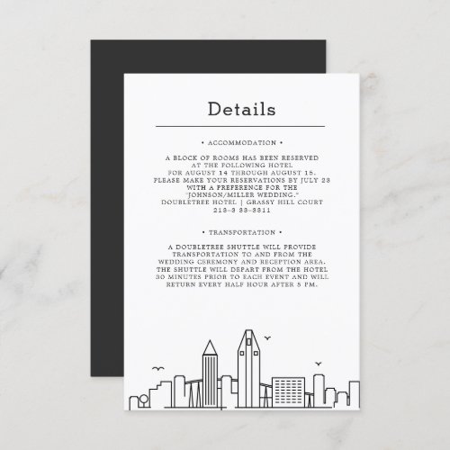 San Diego Wedding  Guest Details Invitation