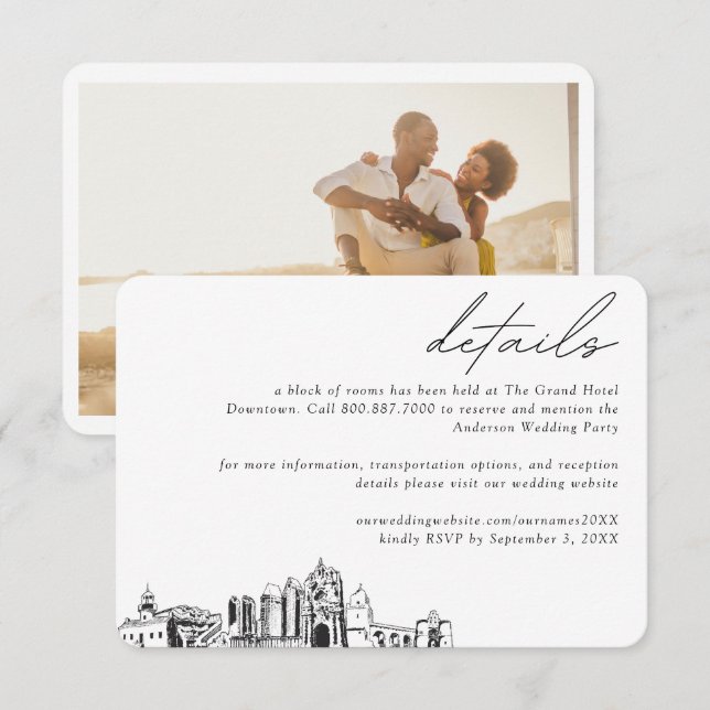 San Diego Wedding Hotel Room Block Details Enclosure Card (Front/Back)