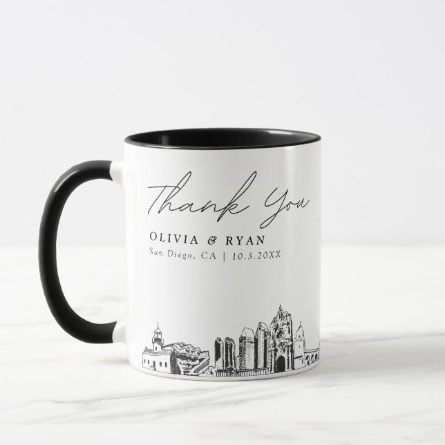 San Diego Wedding Minimal Custom Coffee Mug (Left)
