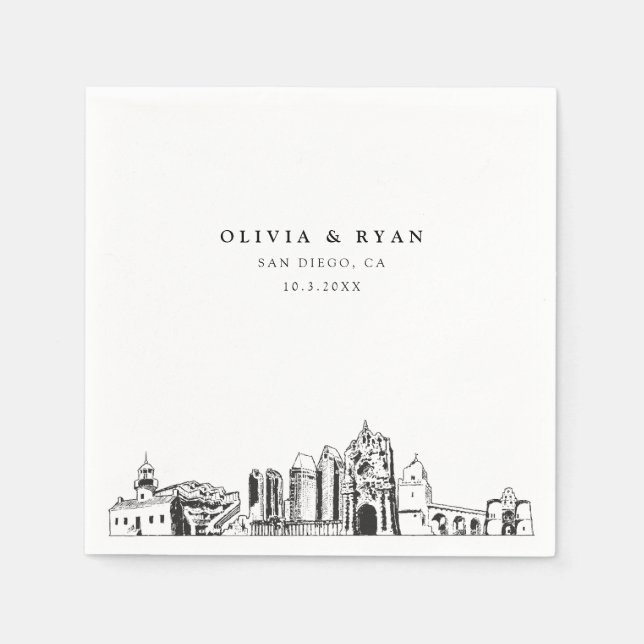 San Diego Wedding Minimalist Paper  Napkins (Front)