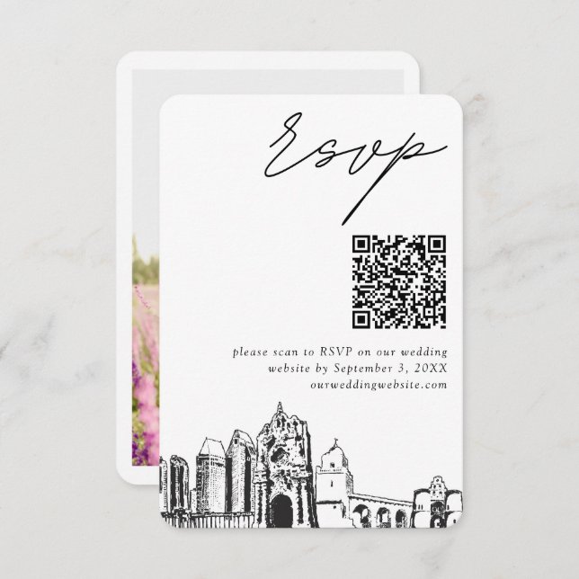San Diego Wedding Modern RSVP QR Code Enclosure Card (Front/Back)