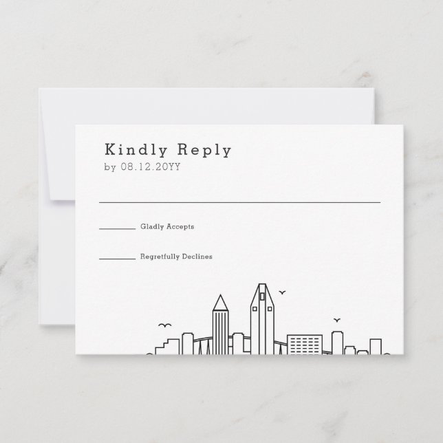 San Diego Wedding | Stylized Skyline RSVP (Front)