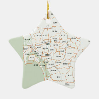 San Diego Zip Code Map Ceramic Ornament