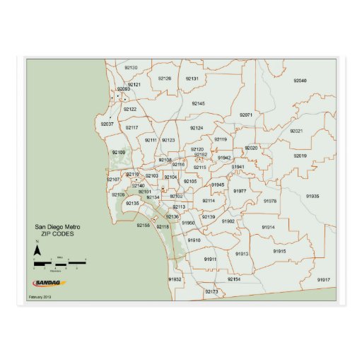 San Diego Zip Code Map Postcard | Zazzle