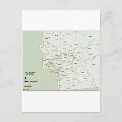 San Diego Zip Code Map Postcard