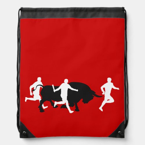 San Fermin Pamplona running with the bulls Drawstring Bag