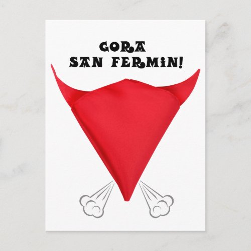 San Fermin red scarf folded into a bulls head Postcard