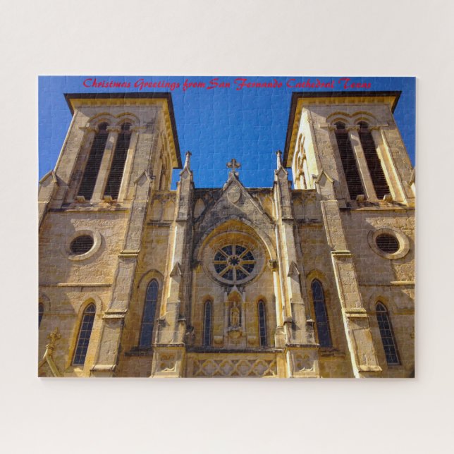 San Fernando Cathedral Texas.Christmas Greetings Jigsaw Puzzle (Horizontal)