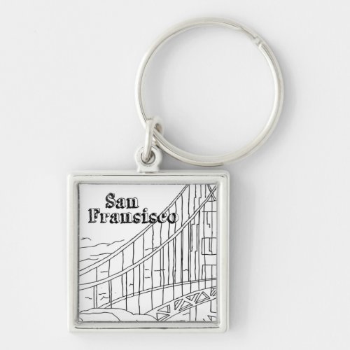 San Fran Golden Gate Bridge California Art Design Keychain