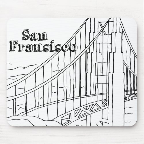 San Fran Golden Gate Bridge California Art Design Mouse Pad