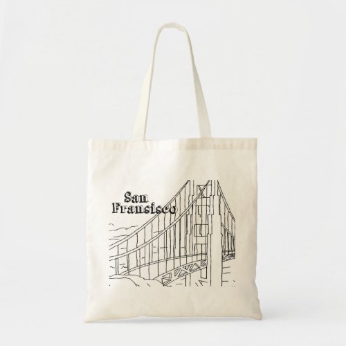 San Fran Golden Gate Bridge California Art Design Tote Bag