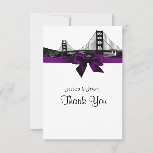 San Fran Skyline Etched BW Purple Thank You