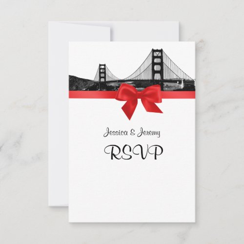 San Fran Skyline Etched BW Red RSVP Menu