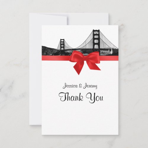 San Fran Skyline Etched BW Red Thank You