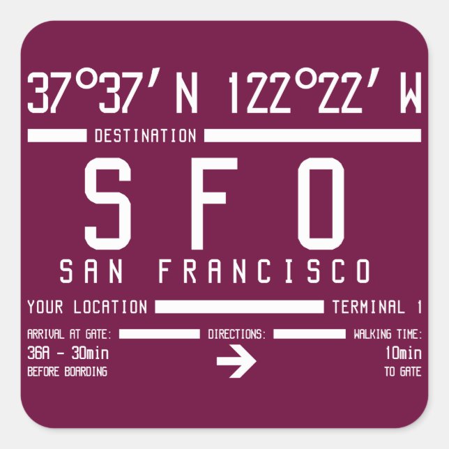 San Francisco Airport Code Square Sticker (Front)