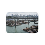 San Francisco and Pier 39 Sea Lions City Skyline Bath Mat