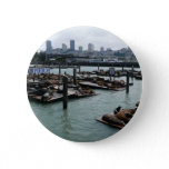 San Francisco and Pier 39 Sea Lions City Skyline Button