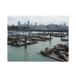 San Francisco and Pier 39 Sea Lions City Skyline Doormat