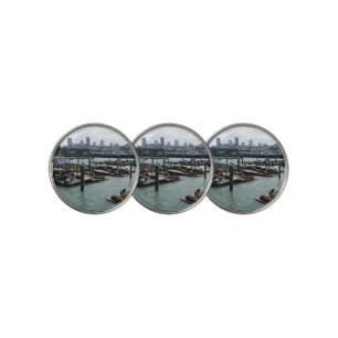 San Francisco and Pier 39 Sea Lions City Skyline Golf Ball Marker