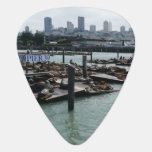 San Francisco and Pier 39 Sea Lions City Skyline Guitar Pick