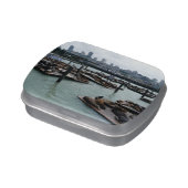 San Francisco and Pier 39 Sea Lions City Skyline Jelly Belly Tin (Side)
