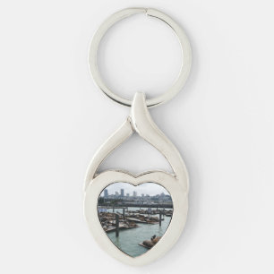 San Francisco and Pier 39 Sea Lions City Skyline Keychain