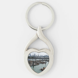 San Francisco and Pier 39 Sea Lions City Skyline Keychain