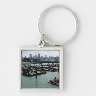 San Francisco and Pier 39 Sea Lions City Skyline Keychain