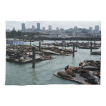 San Francisco and Pier 39 Sea Lions City Skyline Kitchen Towel