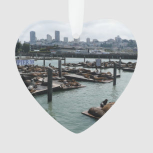 San Francisco and Pier 39 Sea Lions City Skyline Ornament