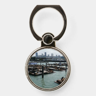 San Francisco and Pier 39 Sea Lions City Skyline Phone Ring Stand