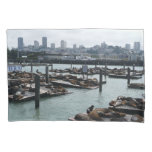 San Francisco and Pier 39 Sea Lions City Skyline Pillow Case