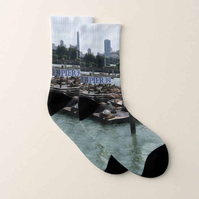 San Francisco and Pier 39 Sea Lions City Skyline Socks (Pair)