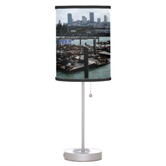 San Francisco and Pier 39 Sea Lions City Skyline Table Lamp (Left)