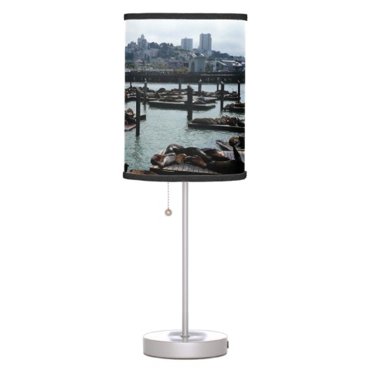 San Francisco and Pier 39 Sea Lions City Skyline Table Lamp (Right)