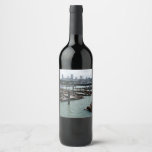 San Francisco and Pier 39 Sea Lions City Skyline Wine Label