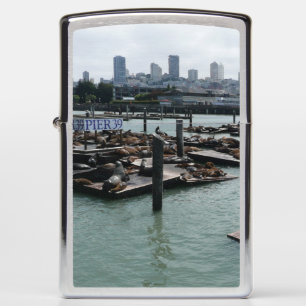 San Francisco and Pier 39 Sea Lions City Skyline Zippo Lighter