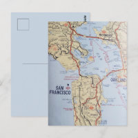San Francisco Area Map Postcard