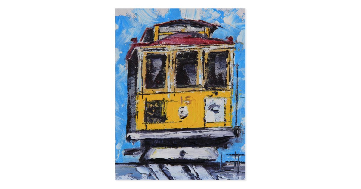 San Francisco Art Cable Car Painting California Postcard