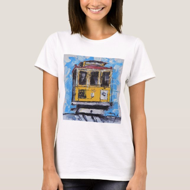 San Francisco Art, Cable Car Painting, California T-Shirt (Front)