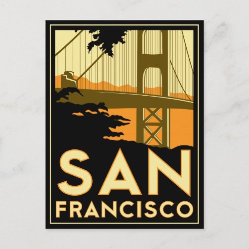 San Francisco Art Deco Travel Poster Postcard