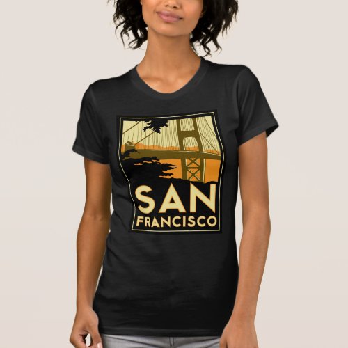 San Francisco Art Deco Travel Poster T_Shirt