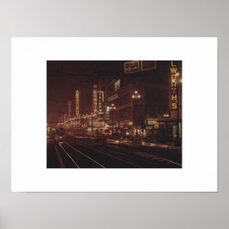 San Francisco at Night 1950s Market Street