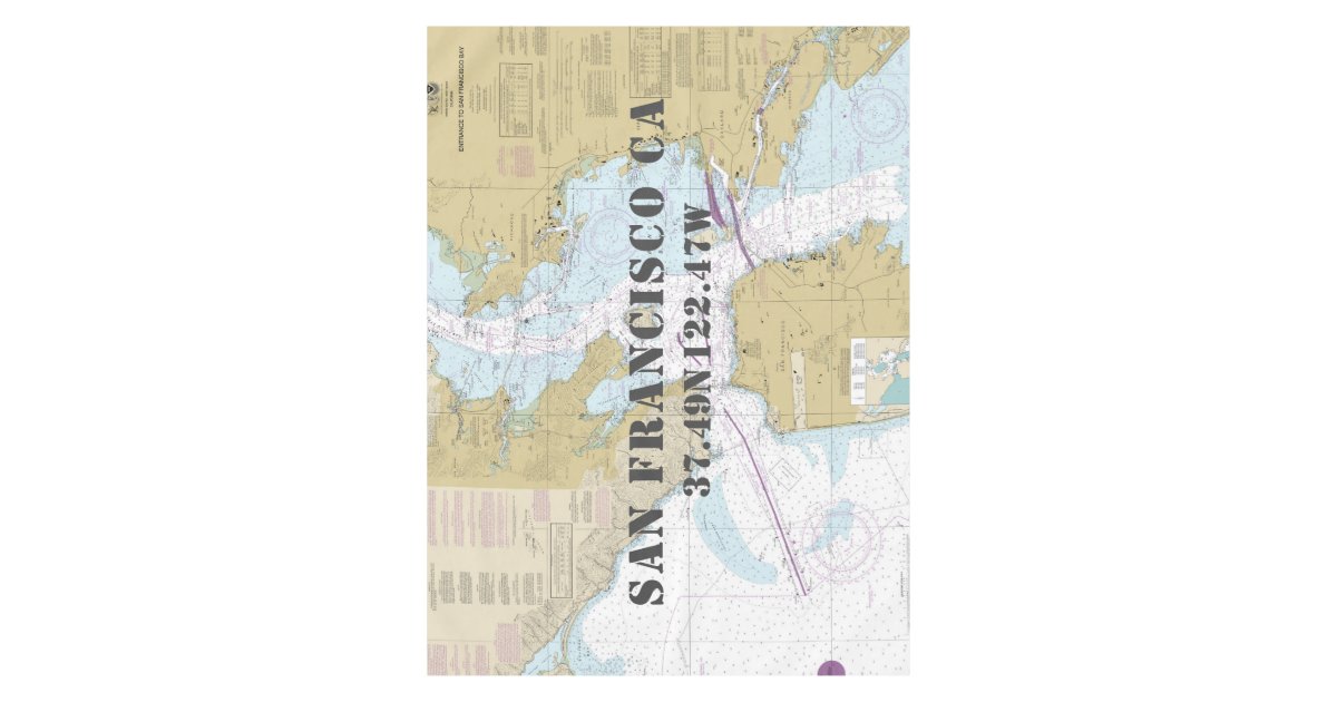 San Francisco Bay Authentic NOAA Nautical Chart Tablecloth Zazzle