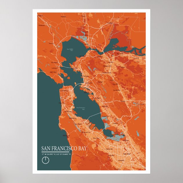 San Francisco Bay Map Poster Zazzle San Francisco Bay Map Poster R56632beb3d26472d94f6c7ea2af072b3 Kmk 8byvr 630